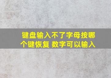 键盘输入不了字母按哪个键恢复 数字可以输入